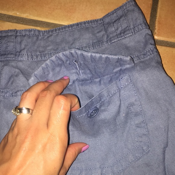 Linen Blue Button Shorts - Picture 4 of 5